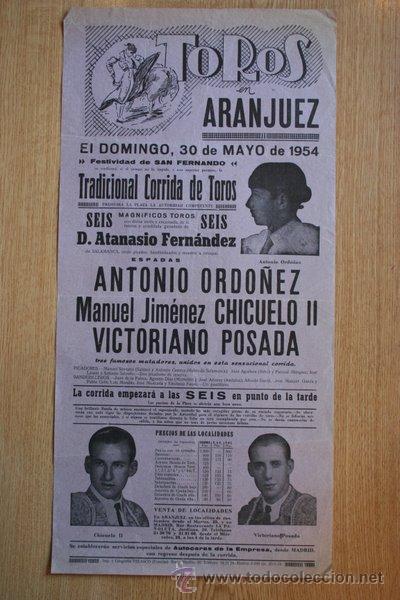 Plakate Stiere: Cartel de de Toros de Aranjuez. 1954.