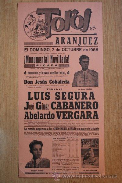 Plakate Stiere: Cartel de de Toros de Aranjuez. 1956.