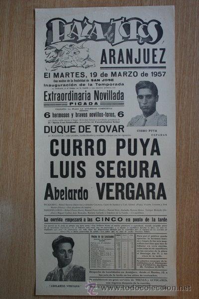 Plakate Stiere: Cartel de de Toros de Aranjuez. 1957.