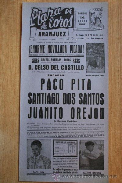 Plakate Stiere: Cartel de de Toros de Aranjuez. 1957.