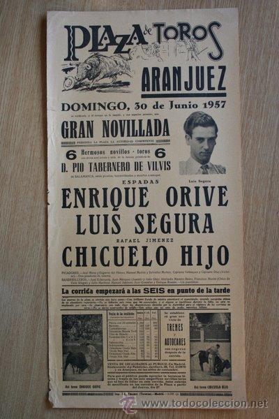 Plakate Stiere: Cartel de de Toros de Aranjuez. 1957.