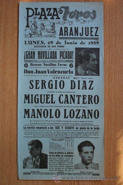Plakate Stiere: Cartel de de Toros de Aranjuez. 1959.