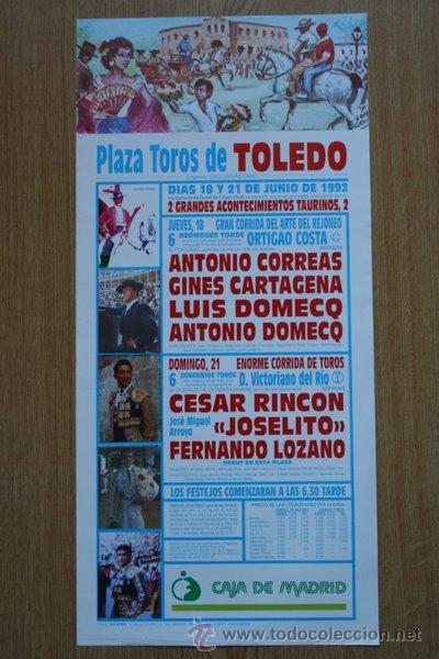 Carteles toros: Cartel de de Toros de Toledo. 1992. - Foto 1
