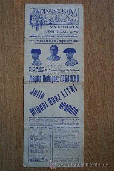 Carteles toros: Cartel de de Toros de Valencia. 1950. - Foto 1