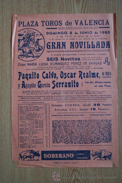 Carteles toros: Cartel de toros de Valencia. 1963. - Foto 1