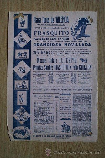 Carteles toros: Cartel de toros de Valencia. 1950. - Foto 1