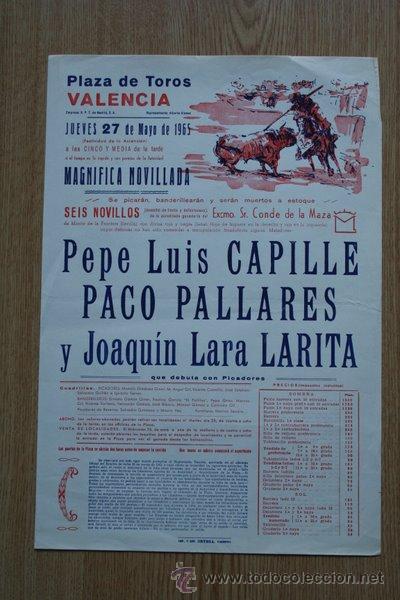Carteles toros: Cartel de toros de Valencia. 1965. - Foto 1