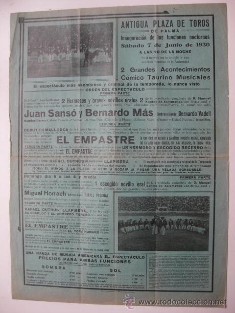 Carteles toros: CARTEL DE TOROS DE PALMA MALLORCA - A&Ntilde;O 1930 - Foto 1