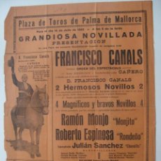 Carteles Toros: CARTEL DE TOROS DE PALMA MALLORCA - AÑO 1925