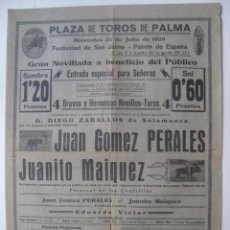 Carteles Toros: CARTEL DE TOROS DE PALMA MALLORCA - AÑO 1928