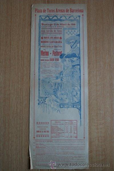 Carteles toros: Cartel de de Toros de Barcelona. 1918. - Foto 1