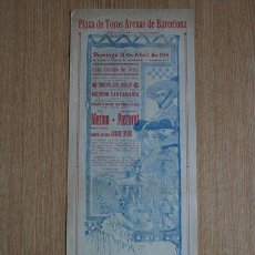 Carteles Toros: CARTEL DE DE TOROS DE BARCELONA. 1918.. Lote 24609883
