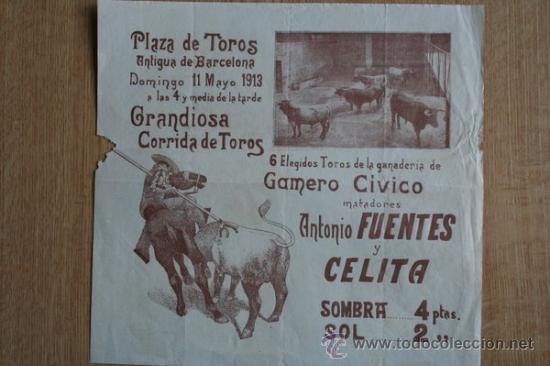 Affissi Tauromachia: Cartel de de Toros de Barcelona. 1913.
