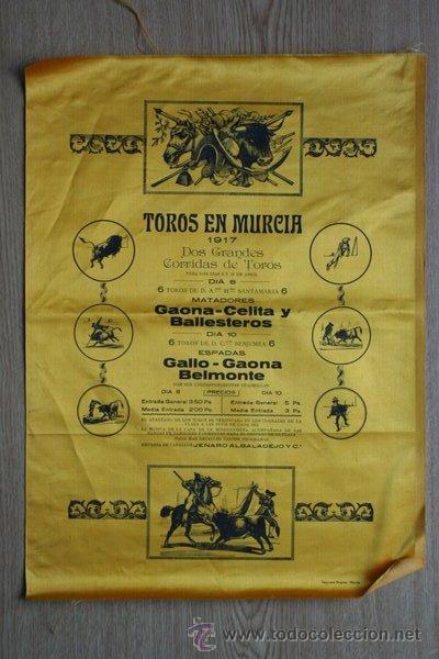 Carteles toros: Cartel de de Toros de Murcia. 1917. - Foto 1