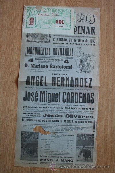 Carteles toros: Cartel de toros de El Espinar. 1953. - Foto 1