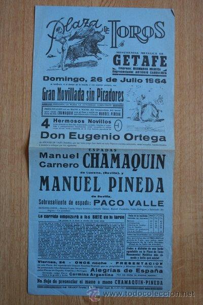 Carteles toros: Cartel de toros de Getafe. 1964. - Foto 1