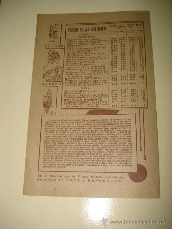 Carteles toros: Gran Programa de Corrida de Toros en 1942 de la Plaza de Toros de Valencia . - Foto 3