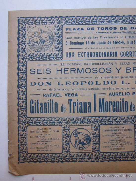 Carteles toros: PROGRAMA DE TOROS - CASTELLON - 11 DE JUNIO DE 1944 - Foto 6