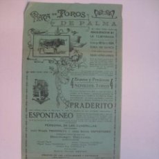 Carteles Toros: CARTEL DE TOROS - PALMA MALLORCA - 28 DE MARZO DE 1926