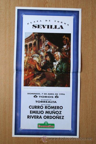 Carteles toros: Cartel de toros de Sevilla. 1996. - Foto 1