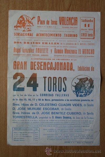 Carteles toros: Cartel de toros de Valencia. 1978. - Foto 1