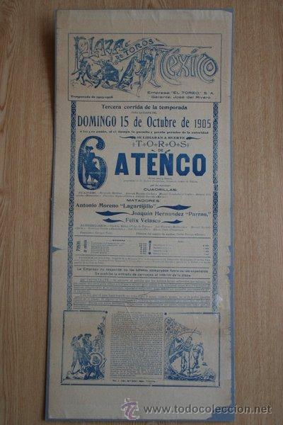 Carteles toros: Cartel de toros de M&eacute;xico. 1905. - Foto 1