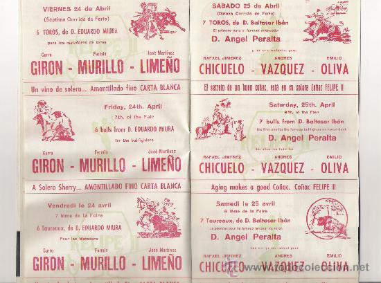 Carteles toros: PAGINA 6 Y 7 CORRIDAS DEL VIERNES 24 Y SABADO 25 DE ABRIL 1964 - Foto 5