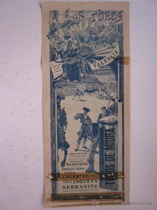 Carteles toros: CARTEL TOROS - VALENCIA - ABRIL DE 1908 - Foto 1
