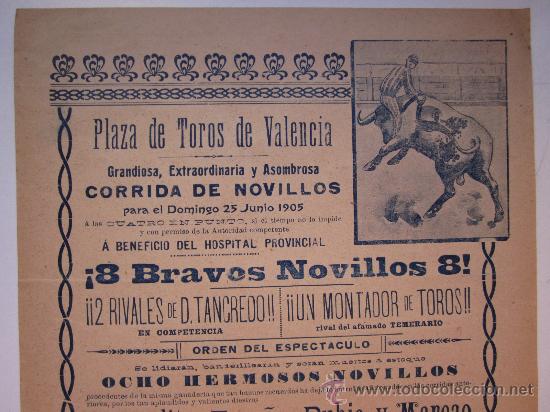 Carteles toros: CARTEL TOROS - VALENCIA - JUNIO DE 1905 - Foto 2
