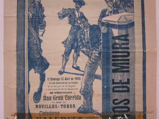 Carteles toros: CARTEL TOROS - VALENCIA - ABRIL DE 1908 - Foto 4