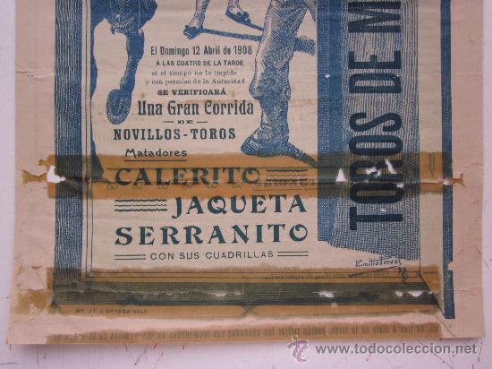 Carteles toros: CARTEL TOROS - VALENCIA - ABRIL DE 1908 - Foto 5