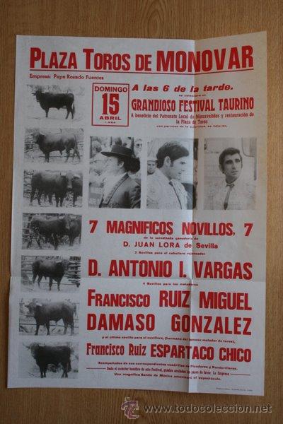 Carteles toros: Cartel de toros de Mon&oacute;var. 1984. - Foto 1