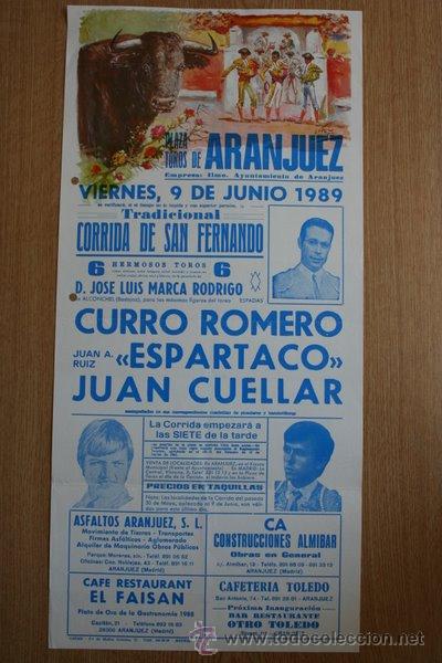 Carteles toros: Cartel de toros de Aranjuez. 1989. - Foto 1