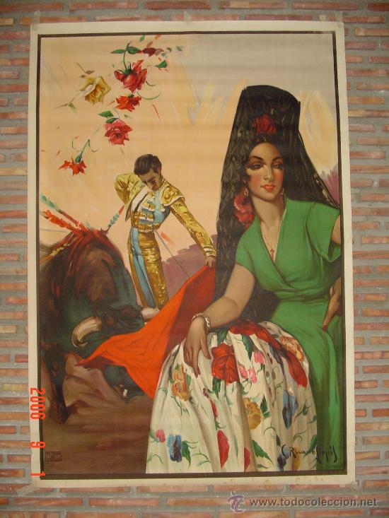 Carteles toros: MUJER CON MANTILLA.007 - Foto 1
