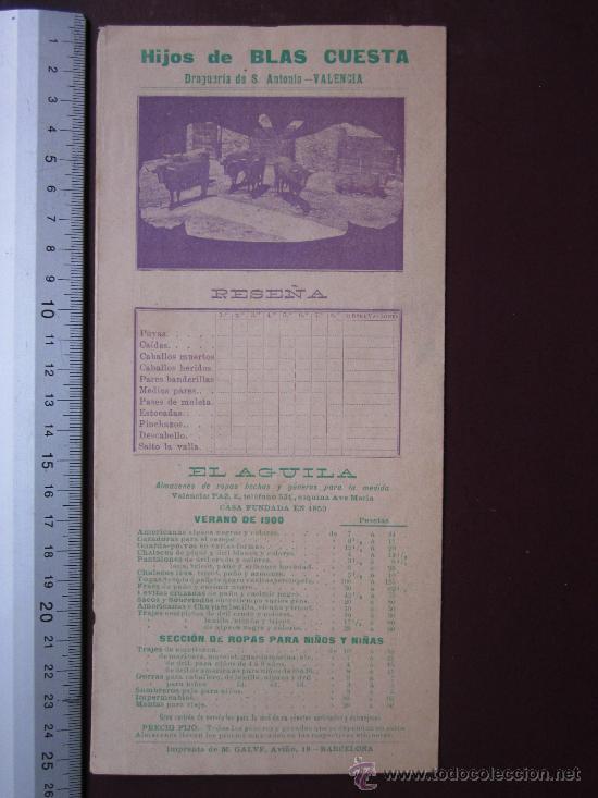 Carteles toros: PROGRAMA TOROS VALENCIA - A&Ntilde;O 1900 - IMP. LIT. ORTEGA - Foto 2
