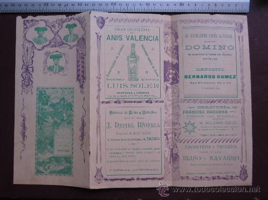Carteles toros: PROGRAMA TOROS VALENCIA - A&Ntilde;O 1900 - IMP. LIT. ORTEGA - Foto 3