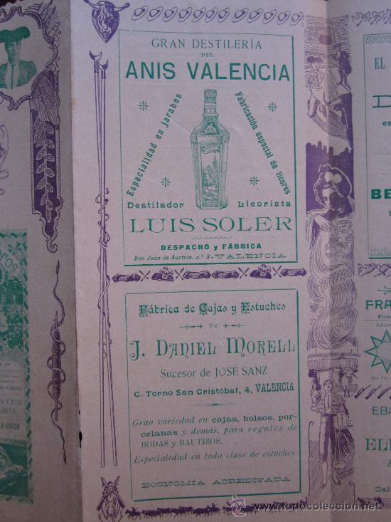 Carteles toros: PROGRAMA TOROS VALENCIA - A&Ntilde;O 1900 - IMP. LIT. ORTEGA - Foto 5