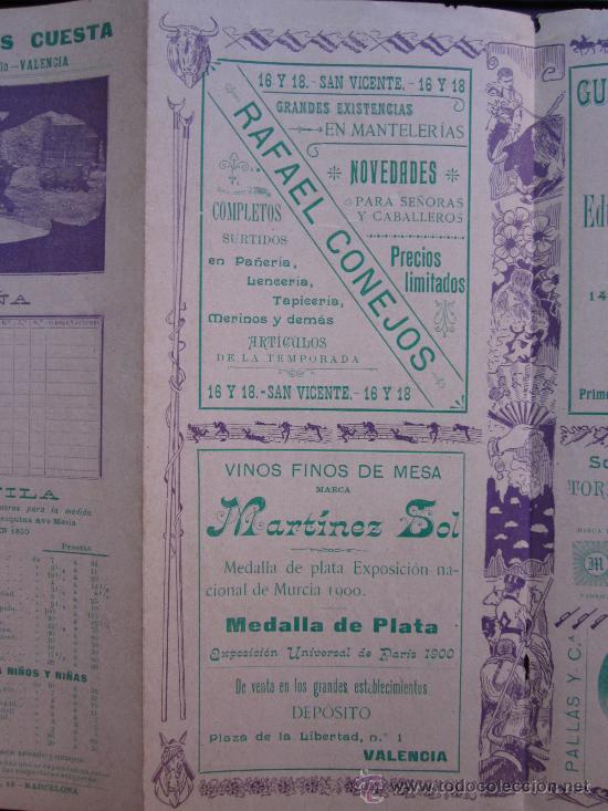 Carteles toros: PROGRAMA TOROS VALENCIA - A&Ntilde;O 1900 - IMP. LIT. ORTEGA - Foto 8