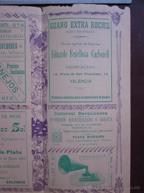 Carteles toros: PROGRAMA TOROS VALENCIA - A&Ntilde;O 1900 - IMP. LIT. ORTEGA - Foto 9