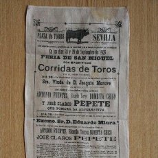 Carteles Toros: CARTEL DE TOROS DE SEVILLA. 1905.