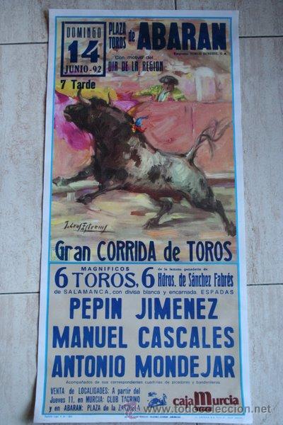 Carteles toros: Cartel de toros de Abar&aacute;n. 14 de junio de 1992. - Foto 1