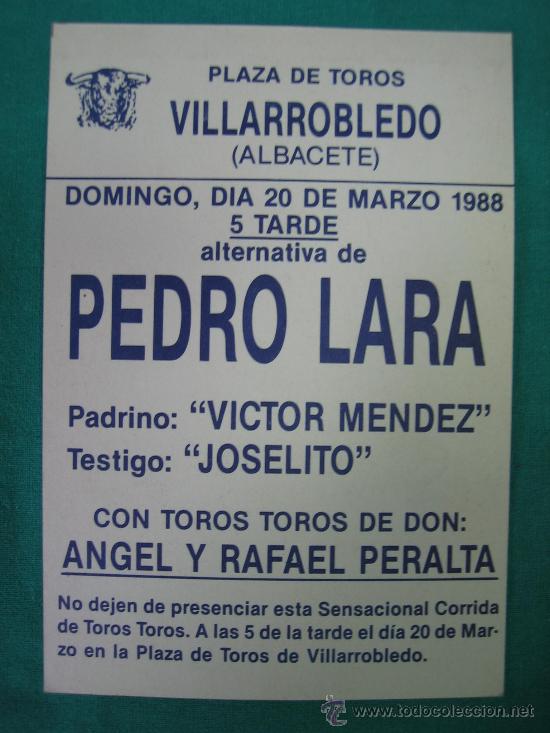 Carteles toros: Tarjeta PEDRO LARA - Foto 2