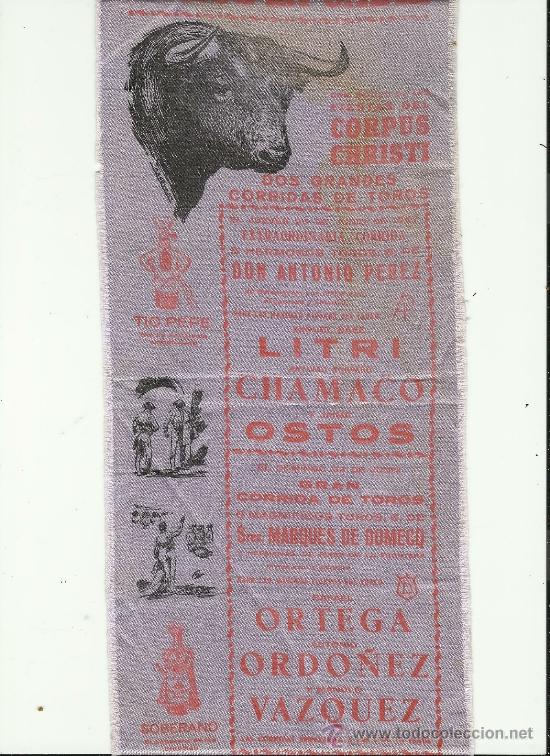 Carteles toros: Cartel toros en seda.Cadiz 1957 - Foto 1