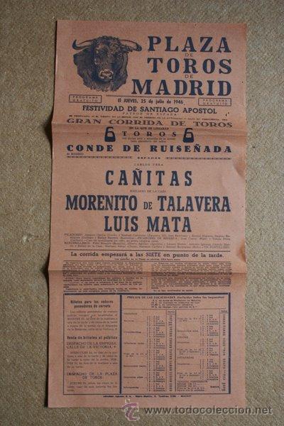 Carteles toros: Carteld e toros de Madrid. 25 de julio de 1946. - Foto 1