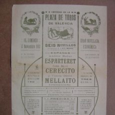Carteles Toros: CARTEL DE TOROS PLAZA DE VALENCIA 17 DE NOVIEMBRE 1912 