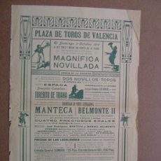 Carteles Toros: CARTEL DE TOROS PLAZA DE VALENCIA 05 DE OCTUBRE 1913