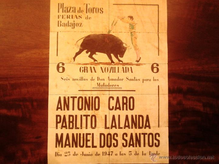 Carteles toros: Cartel de toros de Badajoz 1947 - Foto 1