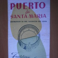 Carteles Toros: PROGRAMA TOROS EN EL PUERTO 1958. Lote 45018962