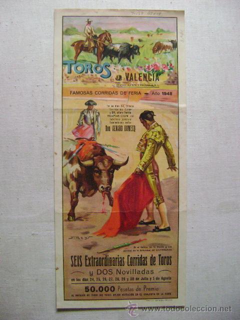 Carteles toros: TOROS EN VALENCIA.1948.T-137 - Foto 1
