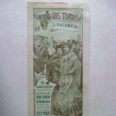 Carteles Toros: A LOS TOROS.VALENCIA.ABRIL 1913.GRAN CORRIDA DE NOVILLOS TOROS.T-182
